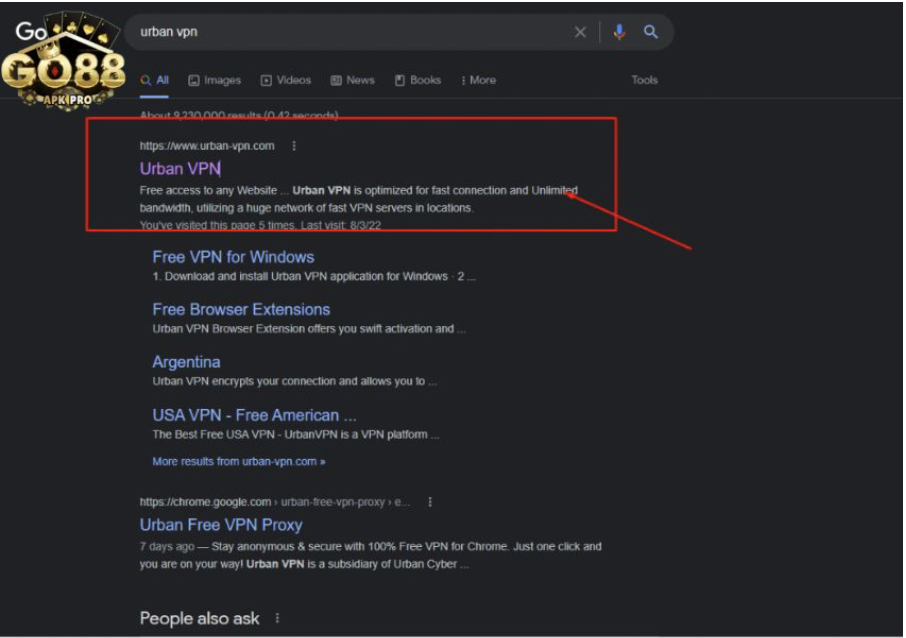 Tìm kiếm Urban VPN trên trang chủ để tải về