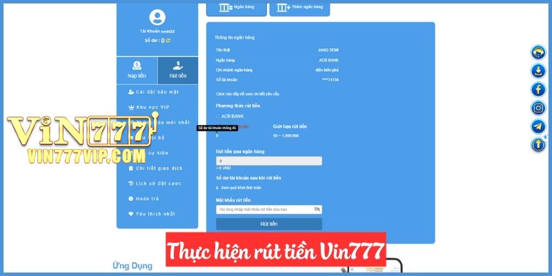 Cập nhật số tiền để rút